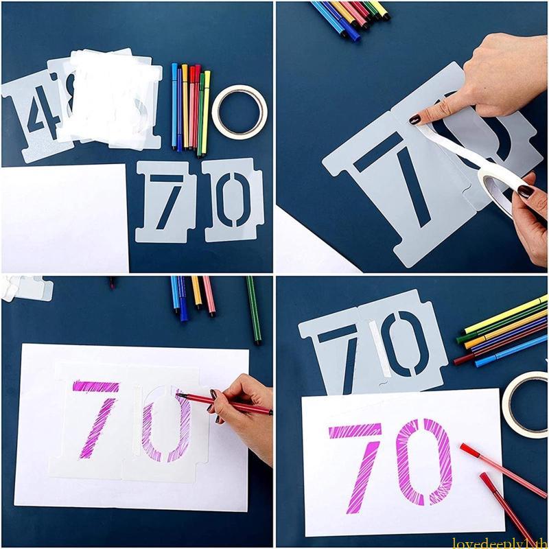Love Letter Number Stencil สําหรับวาดภาพแม่แบบการวาดภาพแบบใช้ซ้ําได้สําหรับผนัง DIY