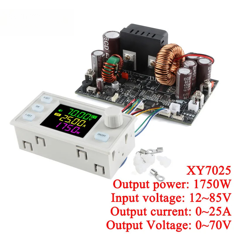 XY7025 70V/25A/1750W Buck Converter CC CV CNC แหล่งจ่ายไฟเสถียรปรับแรงดันไฟฟ้าควบคุมและโมดูลขั้นตอนล