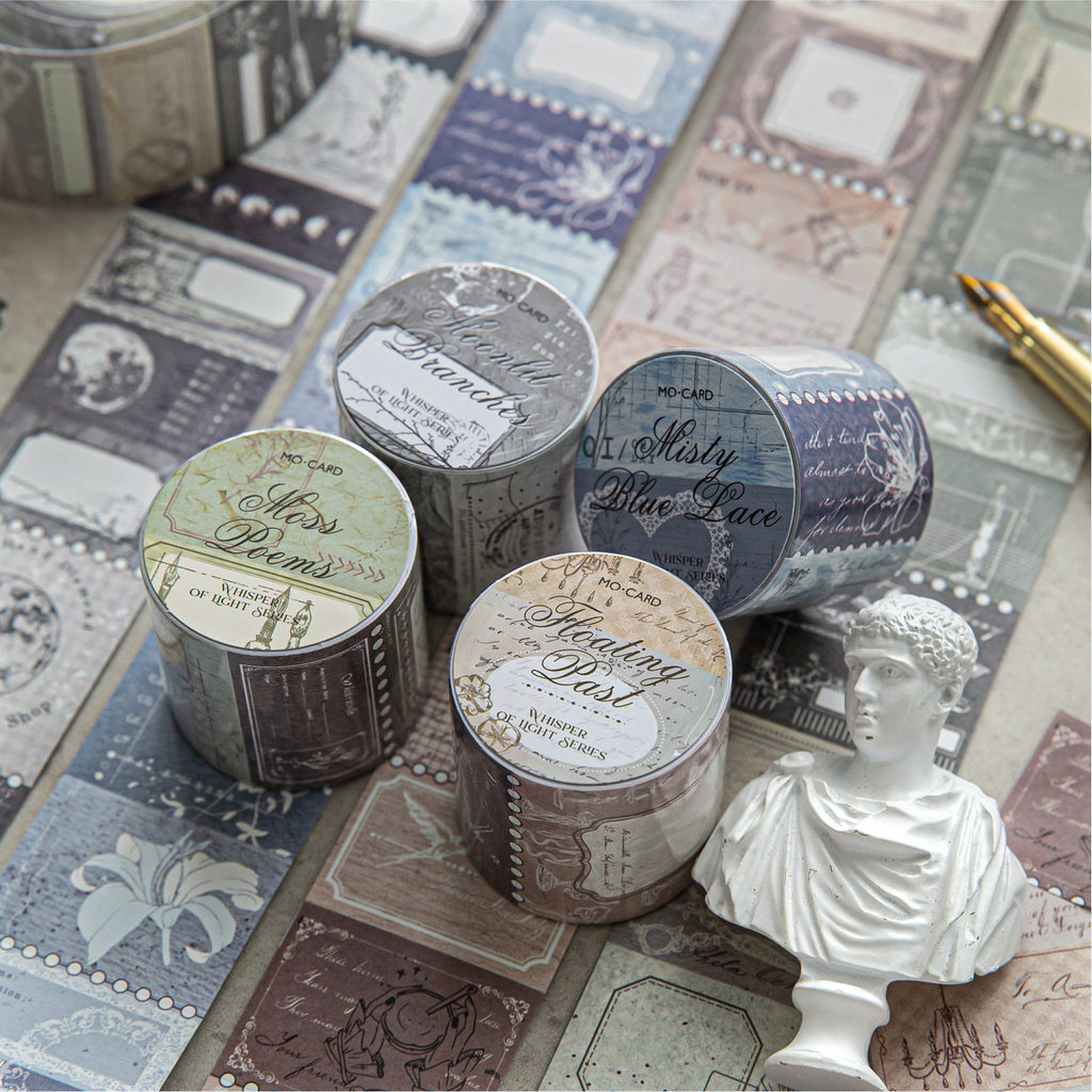 Ki Shimmer Narrative White Kraft Paper Die-Cut Handbook Tape Retro Handbook Sticker วัสดุเขียนฉลากสต