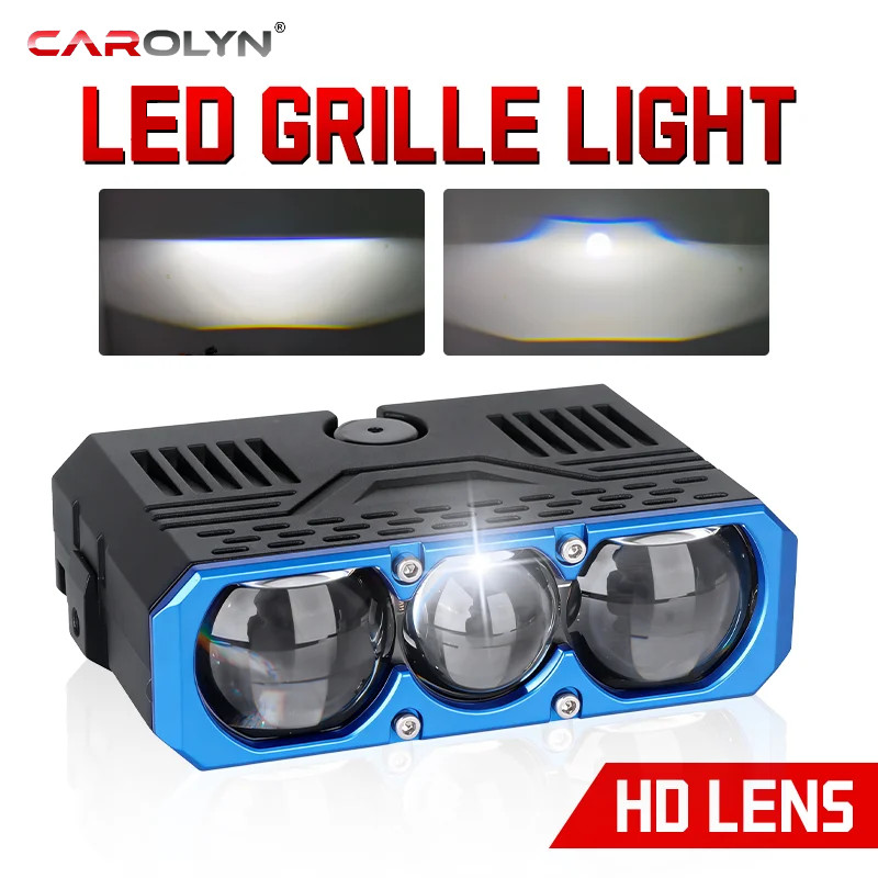 Carolyn Triple เลนส์ LED Spotlight 300W Solenoid Beam Switching LED ไฟหน้า Universal รถรถจักรยานยนต์ Grille Light รถอุปกรณ์เสริม ราคา ถูกที่สุด ดีลบีเคเค