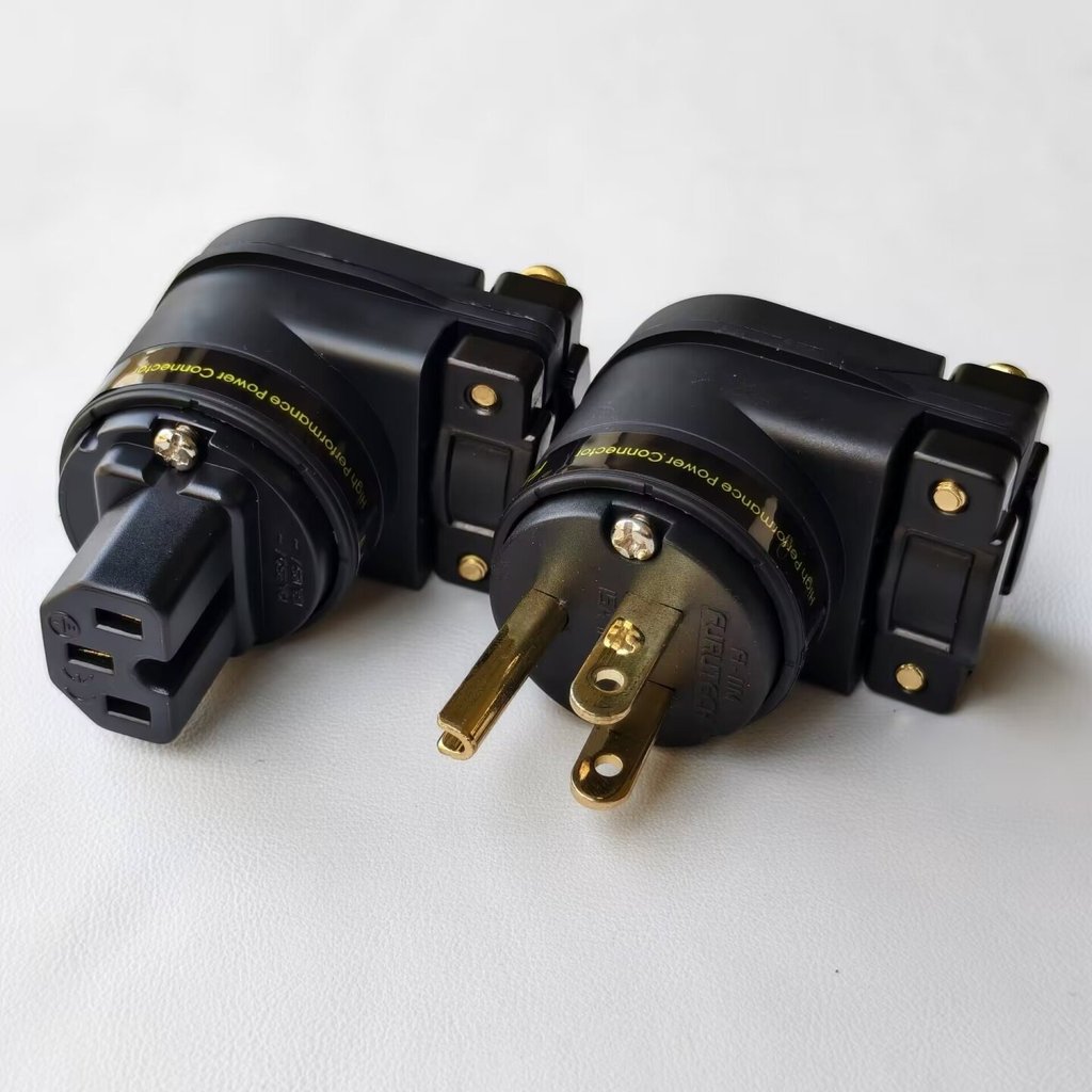Original Furutech high Performance ชุบโรเดียม L-type 90° มุมขวา EU/US สายไฟชาย/หญิง Connector ปลั๊กมุม
