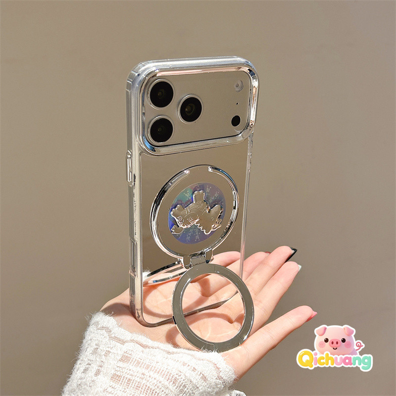 Silver หมุนยูนิคอร์นขาตั้งกระจกแต่งหน้าสําหรับ Vivo Y78 + Y77T Y75 Y55 Y52T Y51S Y51A Y50 Y30i 5G 4G