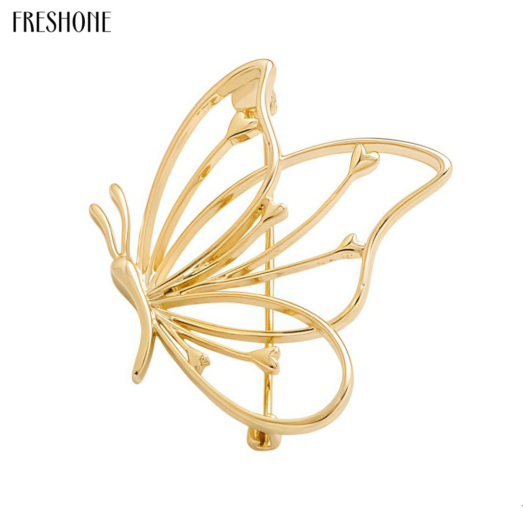 [FO] ผู้หญิงเข็มกลัดตกแต่งเข็มกลัดผู้หญิงs เข็มกลัดผีเสื้อปก Pin Smooth Polish Zinc Alloy Hollow Des