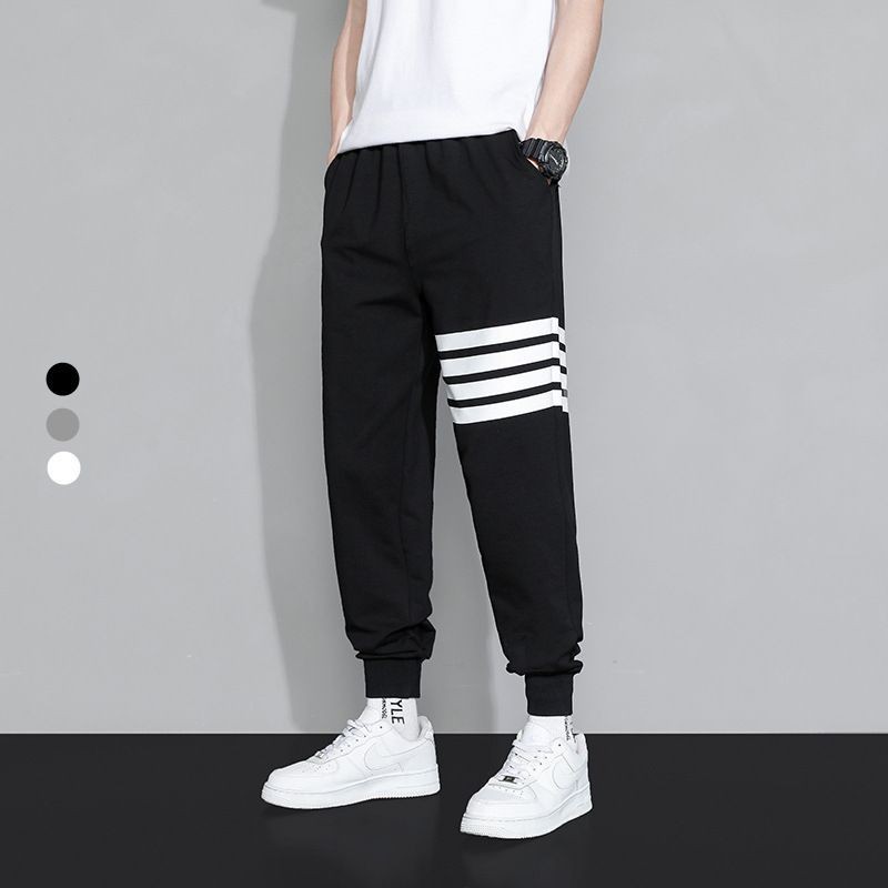 Waffle Sweatpants Mens Season Fashion All-Match Street Wear กางเกงกีฬาหลวม-เลกกิ้งกางเกงลําลองสีเทา