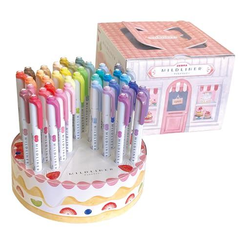 Zebra Highlighter Mileliner 40 Colors Cake-Shaped Pen Holder Set WKT7-40-CAKE【Direct from japan】