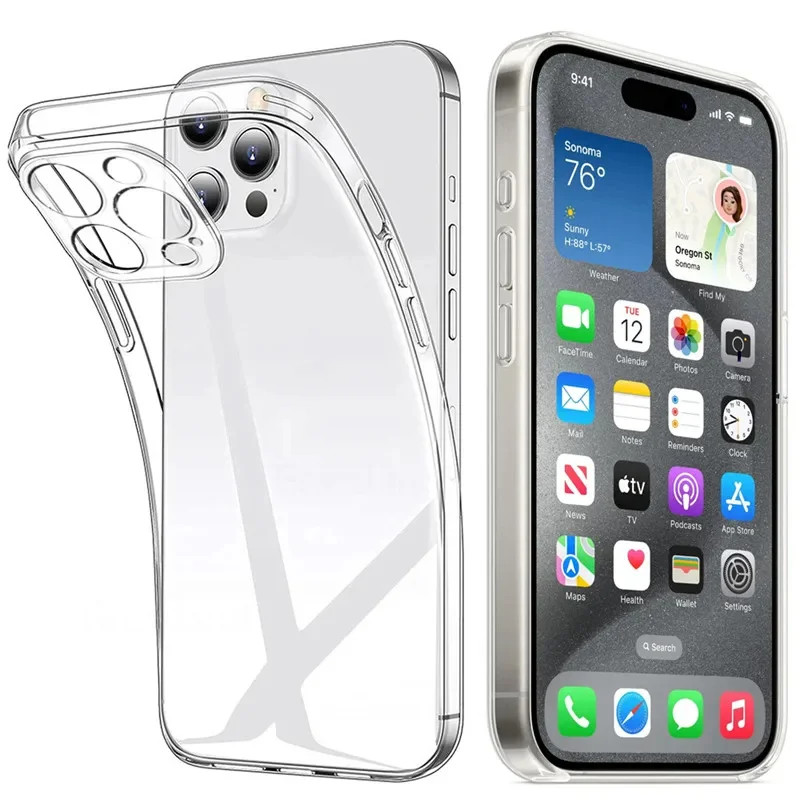 เคสซิลิโคนอ่อนนุ่มใสสําหรับiPhone 5/5S/6/6S/7/8/SE 2020/2022 X XR XS Max 11 12 Mini 13 14 15 16 17 Pro Max Plus