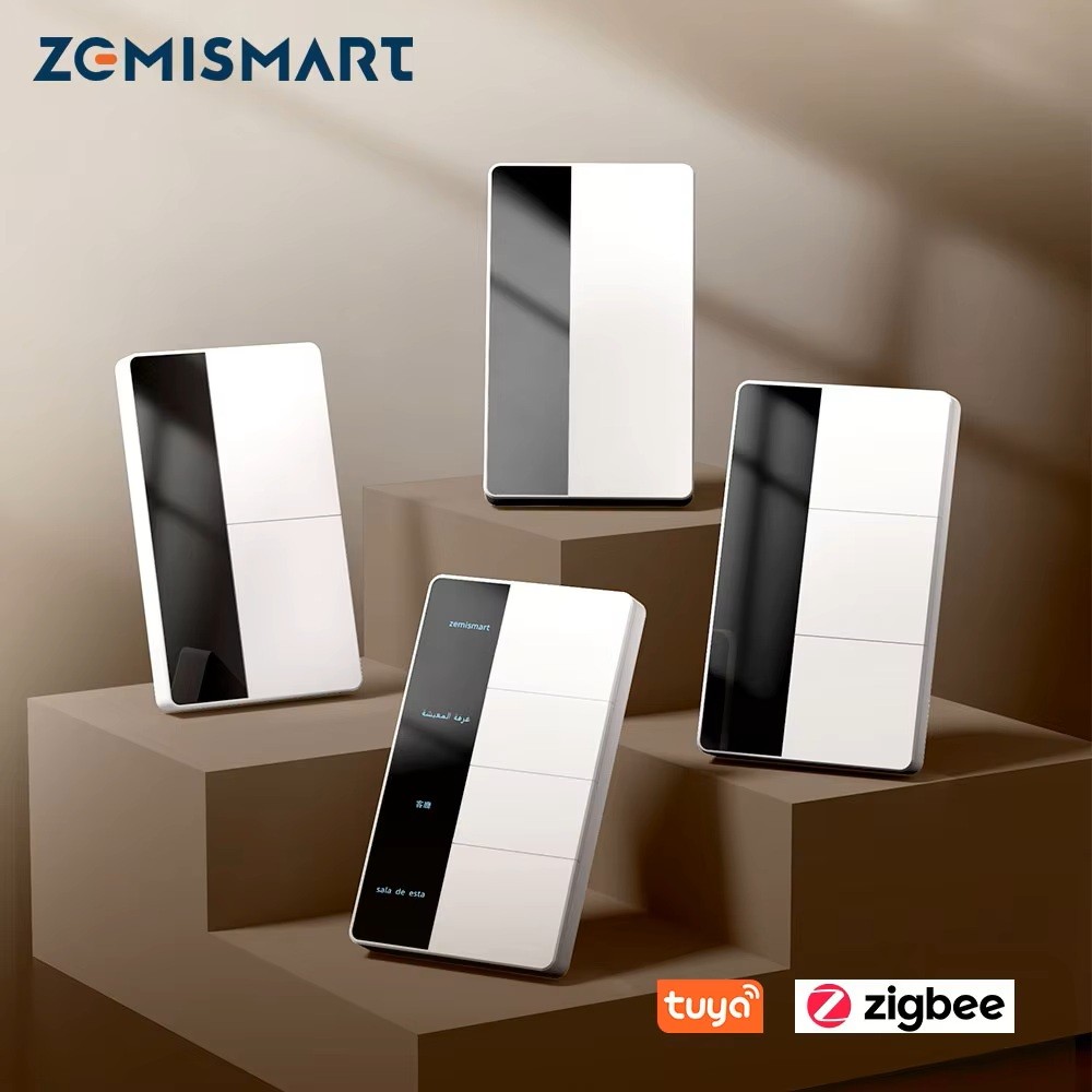 Zemismart Tuya Zigbee สวิตช์ไฟจอแสดงผลในตัวปุ่ม PC Neutral Switch ทํางานร่วมกับ Homekit/Google/Smartthings/Home Assistant ผ่าน Matter M6 Hub,Timer/ควบคุมเสียง