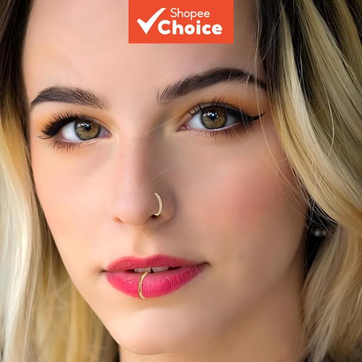 Minimalist Gold Nose Ring Lip Ring Hypoallergenic Unisex สําหรับปาร์ตี้ทุกวัน