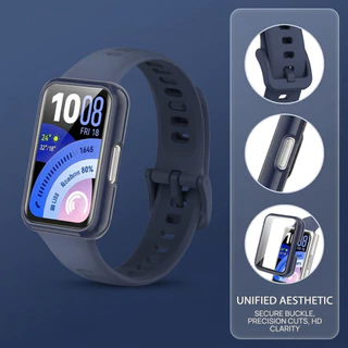 สายนาฬิกาซิลิโคน + เคส PC for Huawei Band 11 / 11 Pro สายรัดเปลี่ยนได้ พร้อมฟิล์มกระจกนิรภัย อุปกรณ์เสริมสมาร์ทแบนด์