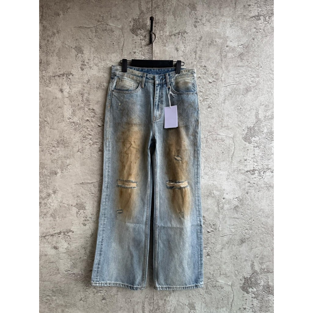 OQGY AC Dirty denim pants OS Loose fit, unisex style