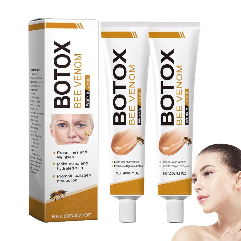 ครีมหน้าพิษผึ้ง,ครีมกําจัดริ้วรอยผึ้งbotox,ครีมอเนกประสงค์ต่อต้านริ้วรอยกระชับ (2PCS)