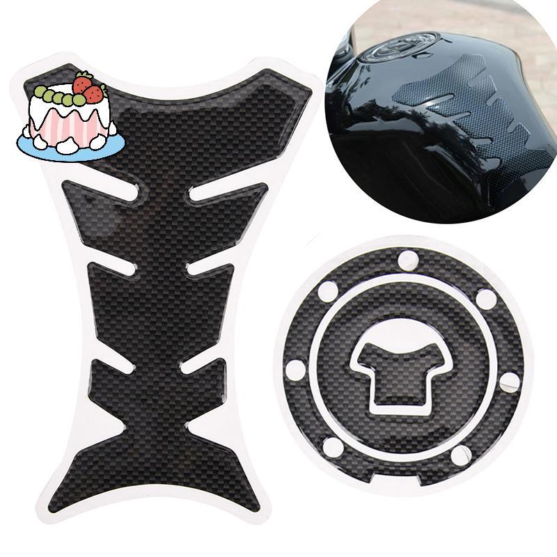 [Sep-t] 2x รถจักรยานยนต์ Universal 3D คาร์บอนไฟเบอร์เจลถังน้ํามันเชื้อเพลิง Pad Protector Stier