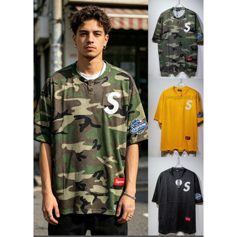 เสื้อกีฬาแขนสั้นทรงหลวม พิมพ์ลายย้อมคามูฟลายด์เรโทร 3 สี สำหรับทุกเพศ