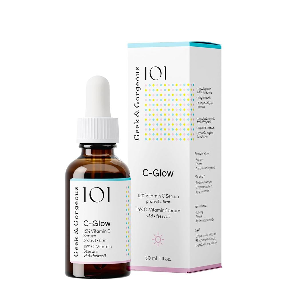 Geek & Gorgeous - C-Glow - น้ําหนักเบาเหมือนน้ํา 15% Vitamin C + Ferulic acid & Vitamin E Serum ปกป้