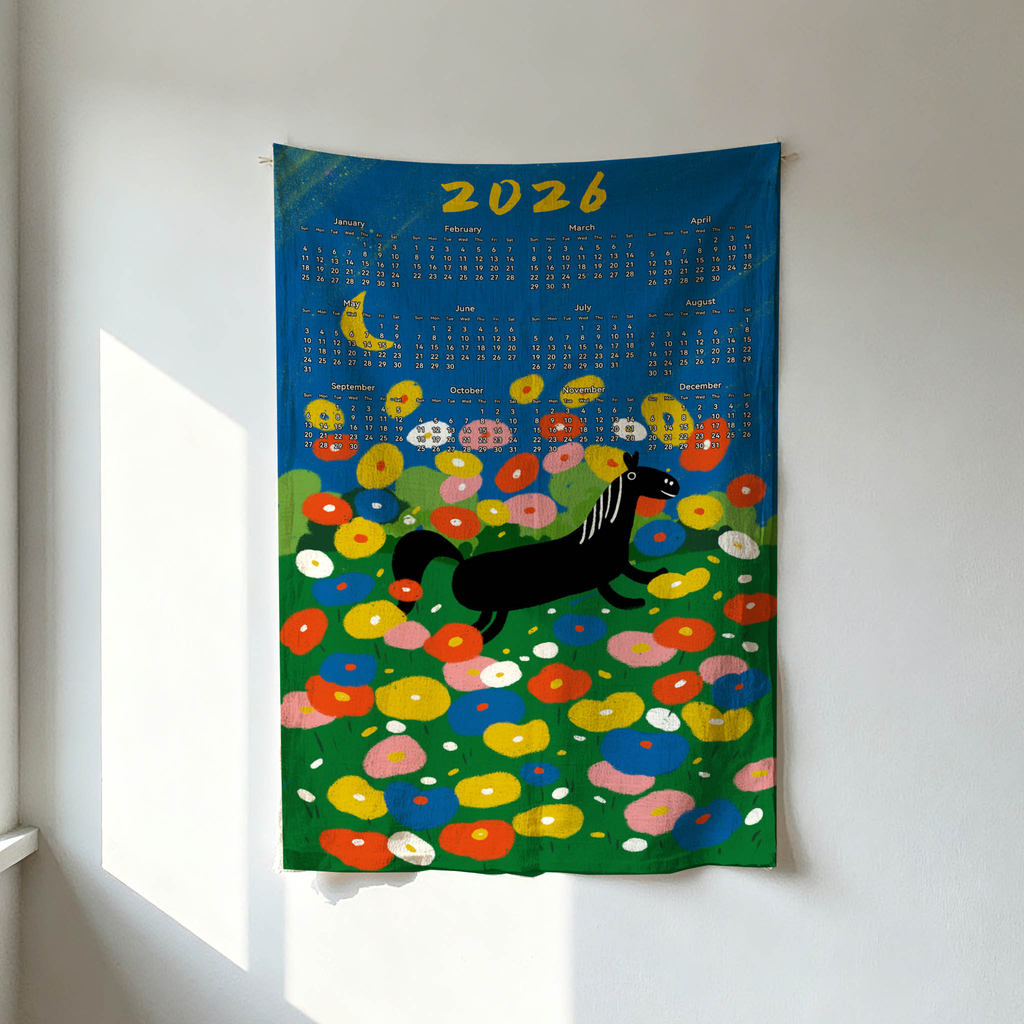 2026 ปฏิทินแขวน ปฏิทิน Jiumu ต้นฉบับ2026ปฏิทินแขวนผ้าภาพประกอบการศึกษาหอพักตกแต่งผนังแขวนปฏิทินแขวนภ