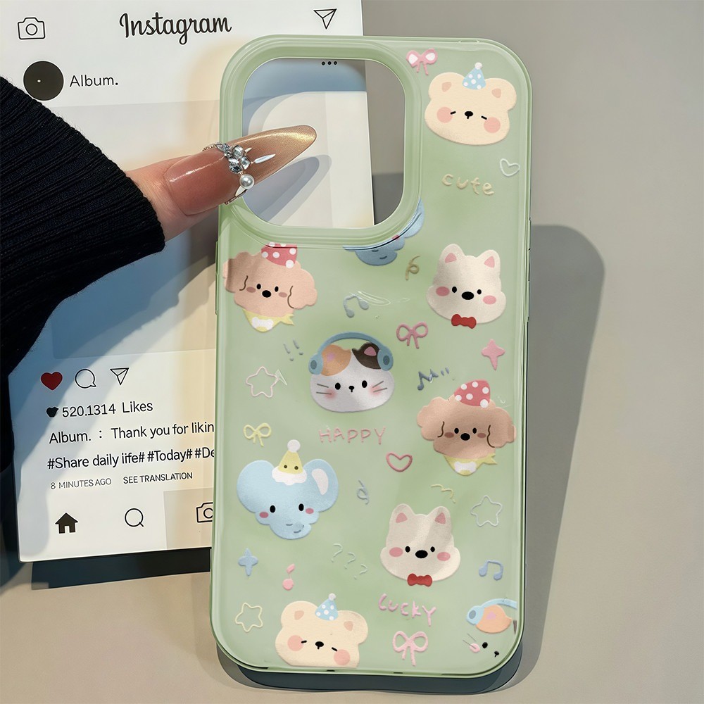 COD-ในไทย💥For iPhone 17 15 14 13 12 11 Pro Max X XS XR XS 7 8 6 16 Plus เคส สัตว์การ์ตูน Candy Color Wave คู่หนังนุ่มป - รูปที่ 7