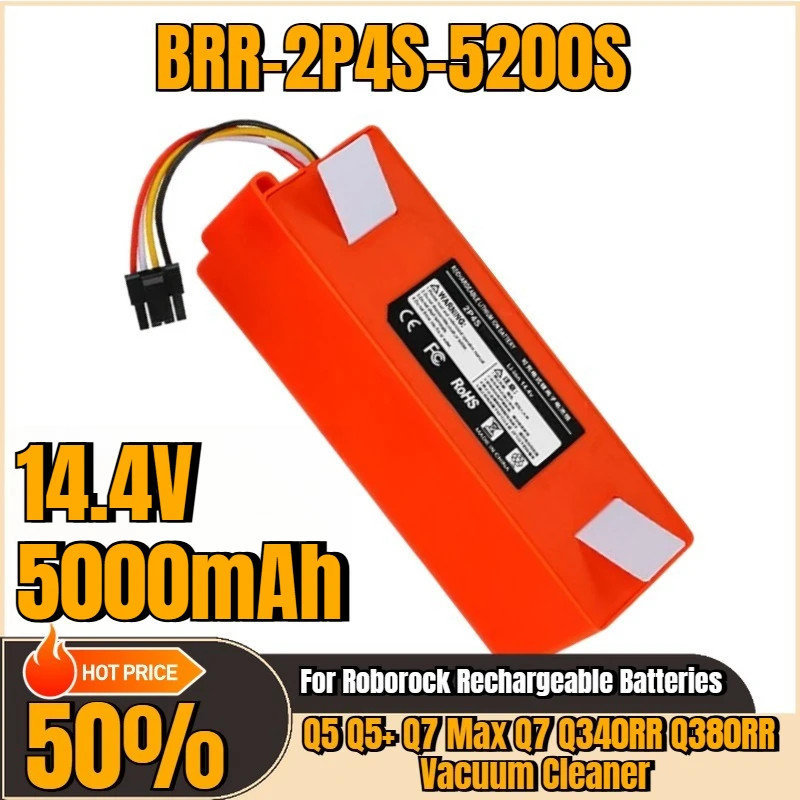 สําหรับ Roborock Q5 Q5 + Q7 Max Q7 Q340RR Q380RR เครื่องดูดฝุ่นแบตเตอรี่ชาร์จ 14.4V 6500mAh