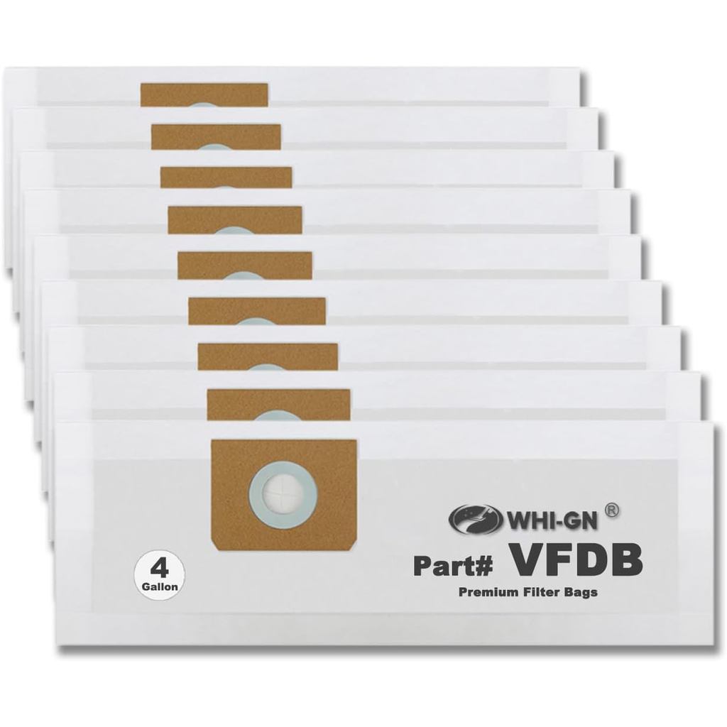9 แพ็ค VFDB เครื่องดูดฝุ่นถุงเก็บฝุ่นสําหรับกระเป๋า 4 แกลลอน เข้ากันได้กับรุ่น Vac Master เปียก/แห้ง