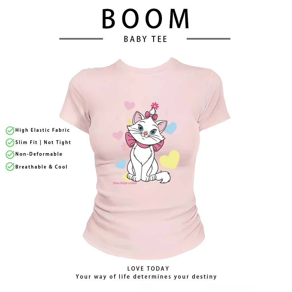 COD（จัดส่งภายใน 24 ชั่วโมง）เสื้อสาวอวบ เสื้อครอปท็อป แขนสั้น babytee สไตล์เกาหลี y2k T-shirt | Show Bright Love
