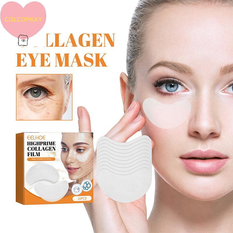 HANHAI 10 ชิ้นคอลลาเจนที่ละลายน้ําได้ฟิล์ม Eye Zone Mask วิตามินแพทช์ Hyaluronic Acid Moisturizing F