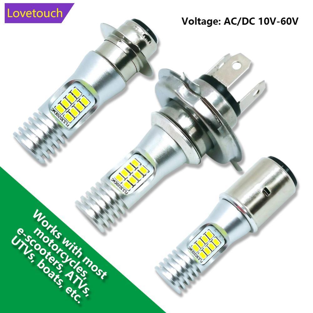 LOVETOUCH 1 PC 16SMD 3020 LED รถจักรยานยนต์สกู๊ตเตอร์ไฟหน้าไฟหน้า DRL ไฟตัดหมอกต่ําสูงสีขาว H4 P15D 