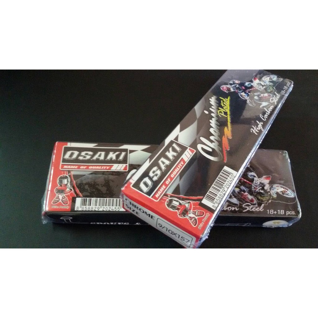 ซี่ลวดชุบโครเมี่ยมหน้า-หลัง ยี่ห้อ OSAKI ใส่ Wave,Nova,Sonic,MSX ขอบ17 เบอร์ 9x184,9x157 (ราคายกคู่ห