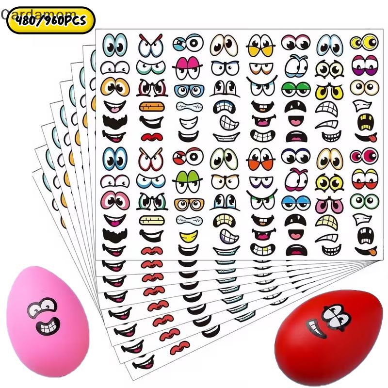 {Cardamom} 480/960pcs การ์ตูน Expressions สติกเกอร์ Self-Adhesive Eyes ปากสติกเกอร์ Playful Faces สํ