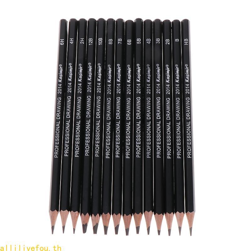LIVE 14 ชิ้น Sketch Art วาดดินสอ 12B 10B 8B 7B 6B 5B 4B 3B 2B 1B HB 2H 4H 6H