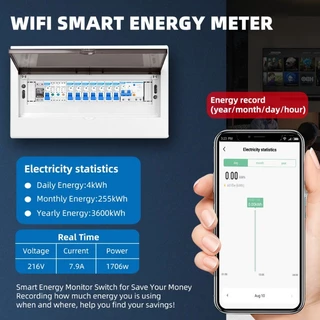 Txcb2 1P 63A TUYA WIFI สมาร์ท Circuit Breaker Power Energy Meter KWh สวิตช์ระยะไกลแรงดันไฟฟ้าป้องกัน