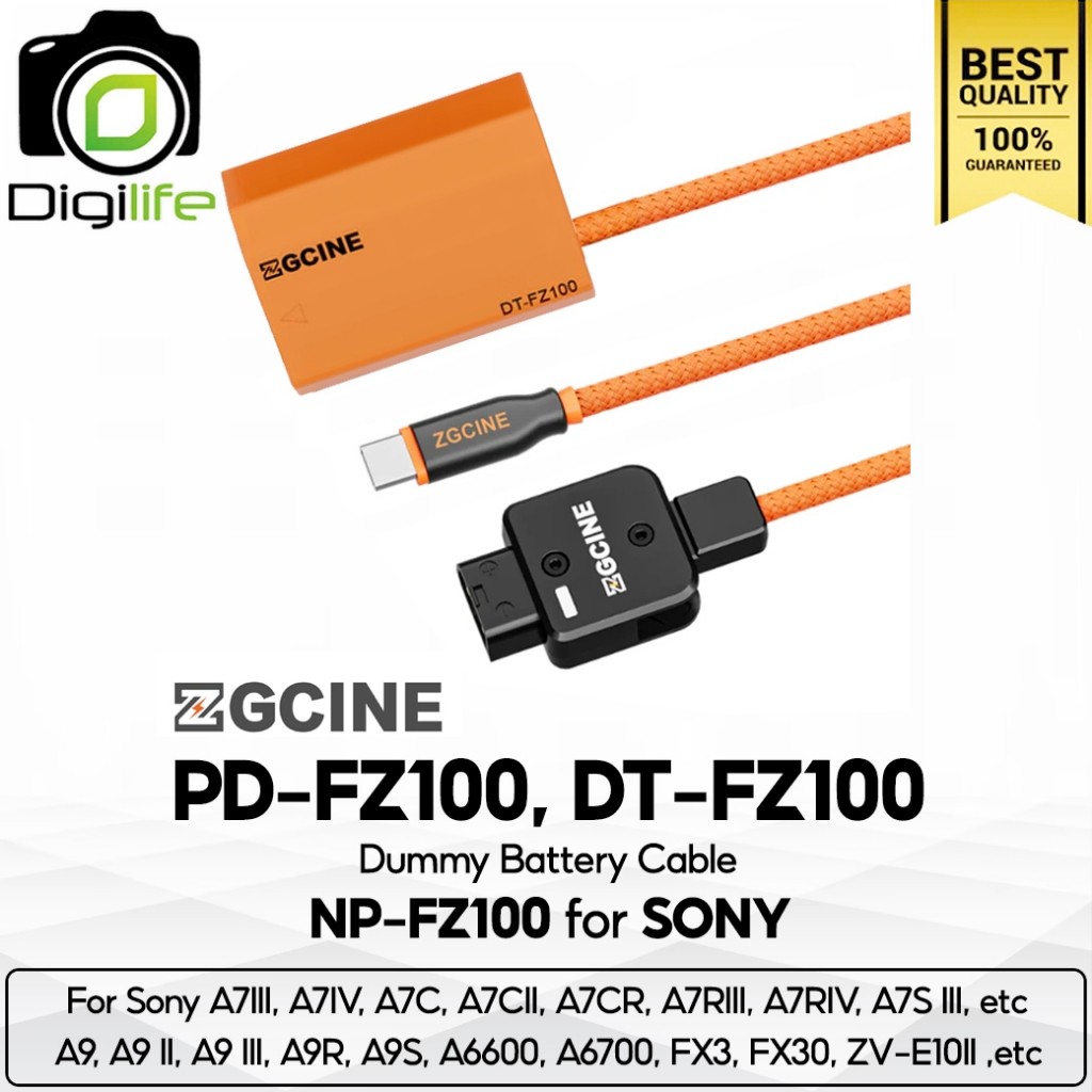 ZGCINE Battery DT-FZ100, PD-FZ100 Dummy Battery Cable สำหรับ ใช้แทน Sony Battery NP-FZ100 ( D-Tap Po