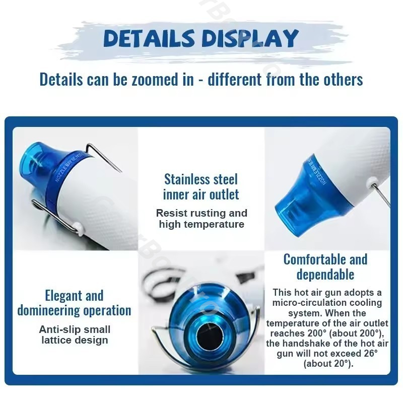 พร้อมส่ง💥เครื่องเป่าลมร้อน เครื่องเป่าลมร้อน ปืนเป่าลมร้อน 300W สำหรับใช้ในงานช่าง งานประดิษฐ์ DIY ไดร์เป่าลมร้อน ปืนเป่ - รูปที่ 4