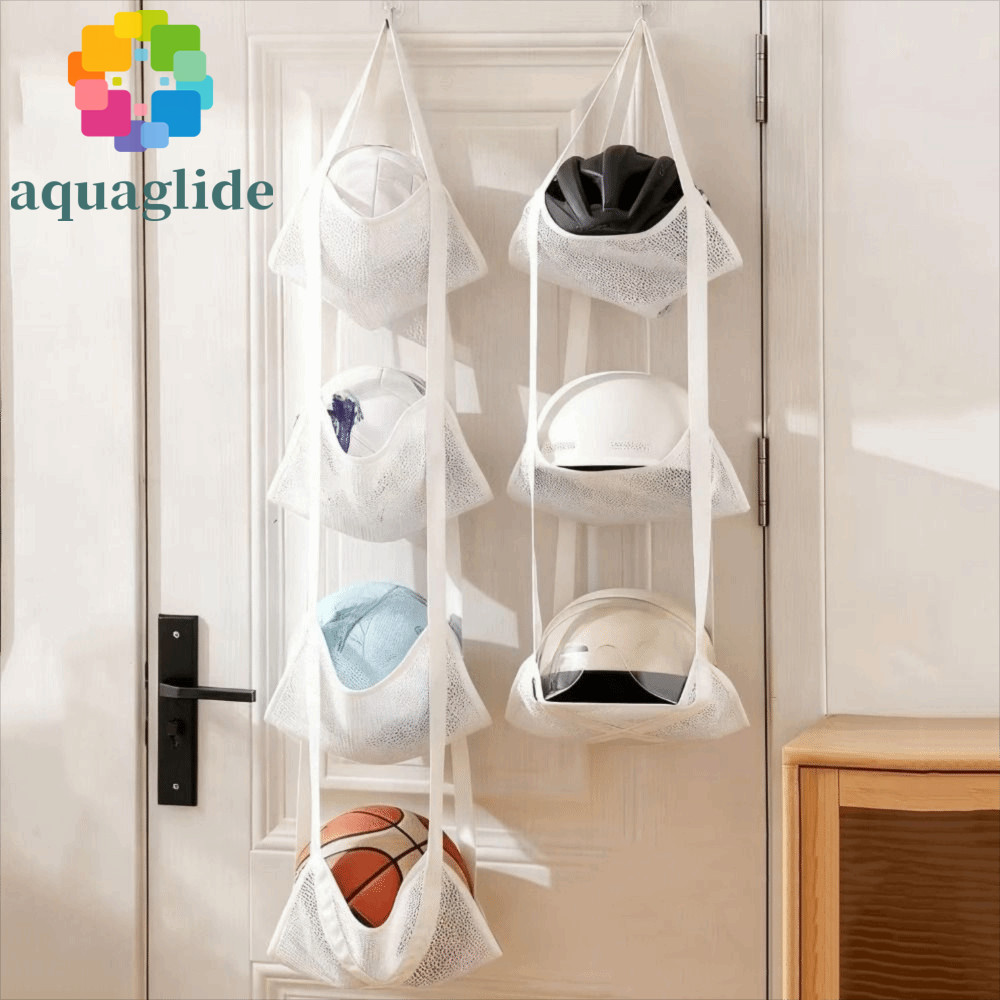 AQUAGLIDE Ball Storage Hanging Bag, Folding Space Saving Mesh Storage Hanging Bag, Practical Large C
