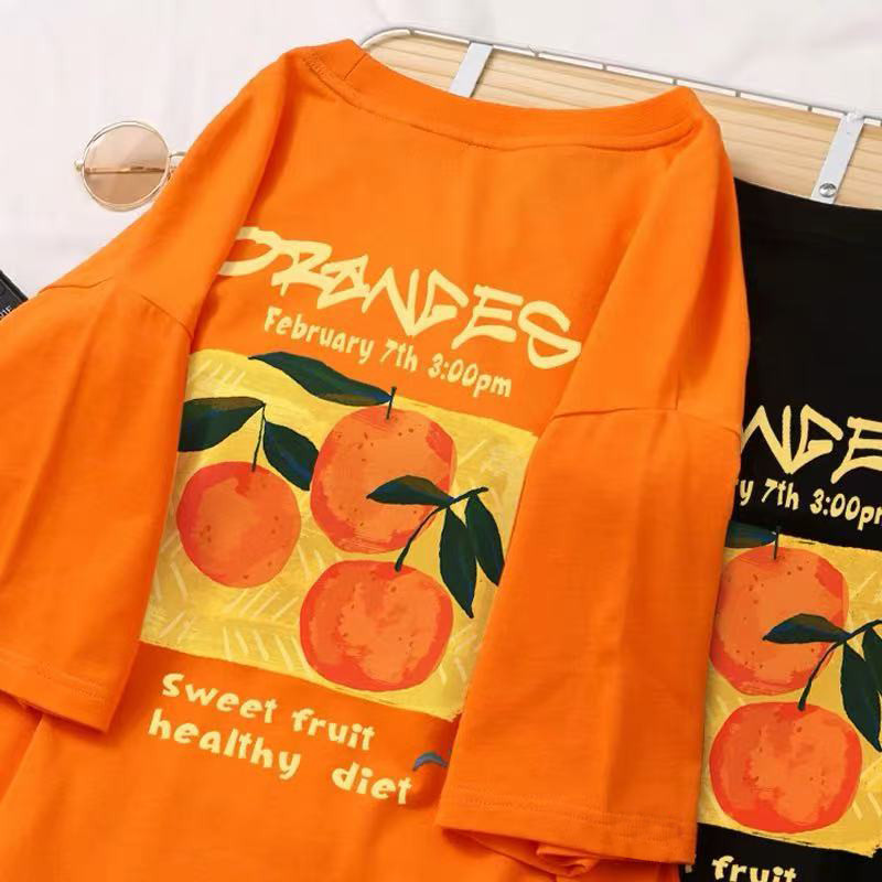 YOU-T🐆เสื้อแฟชั่น ใส่สบาย เสื้อยืดแขนสั้น ลาย เสื้อ"Orange" ผ้านิ่ม OVERSIZE แฟชั่น ผ้าฝ้าย 100% สไตล์เกาหลี