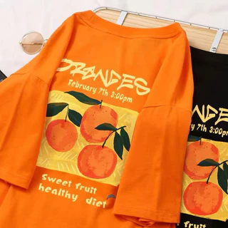 YOU-T🐆เสื้อแฟชั่น ใส่สบาย เสื้อยืดแขนสั้น ลาย เสื้อ"Orange" ผ้านิ่ม OVERSIZE แฟชั่น ผ้าฝ้าย 100% สไตล์เกาหลี