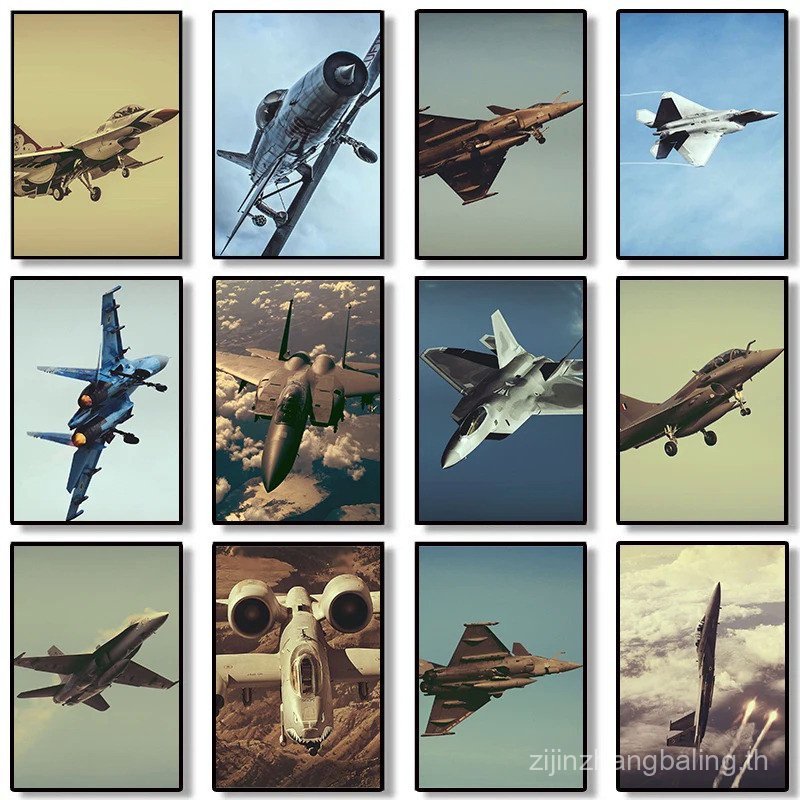 Fighter Jet F22 F35 F18 ทหารพัดลม Wall Art Decor ตกแต่งบ้านสําหรับห้องนั่งเล่นภาพวาดผ้าใบพิมพ์โปสเตอ