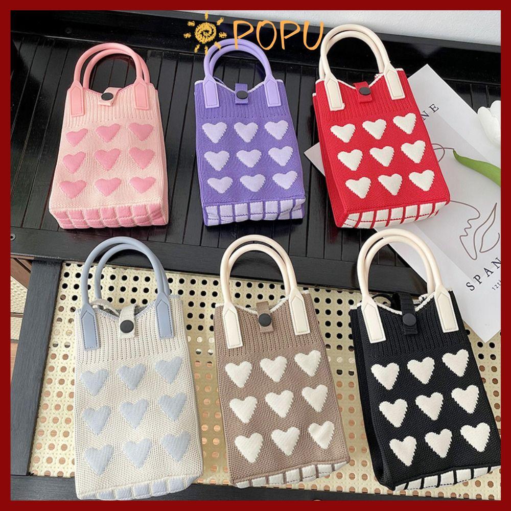 จัดส่งจากไทย! กระเป๋าข้อมือ POUP Knot ถักด้วยความจุสูง สำหรับโทรศัพท์ และเหมาะสำหรับนักเรียน
