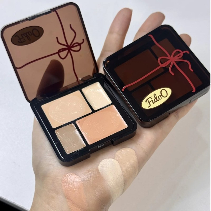 Fidoo fidoo fidoo พาเลทอายแชโดว์สี่สีสไตล์ใหม่ Brightening Contouring ปกปิดความหมองคล้ํา Tear Groove