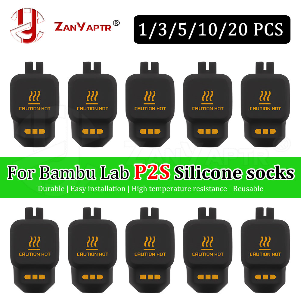 ถุงเท้าซิลิโคนสีดําสีเขียว Bambu Lab P2S Hotend ฉนวนกันความร้อนกรณีฝาครอบสีพิเศษสําหรับ 3D เครื่องพิมพ์อุปกรณ์เสริม