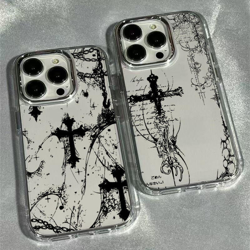 Cool Dark Gothic Cross Markเคสโทรศัพท์สําหรับiPhone 17 16e 16 15 14 13 12 11 Pro Max X XS XR 8 7 Air Plus Clear Soft Cover