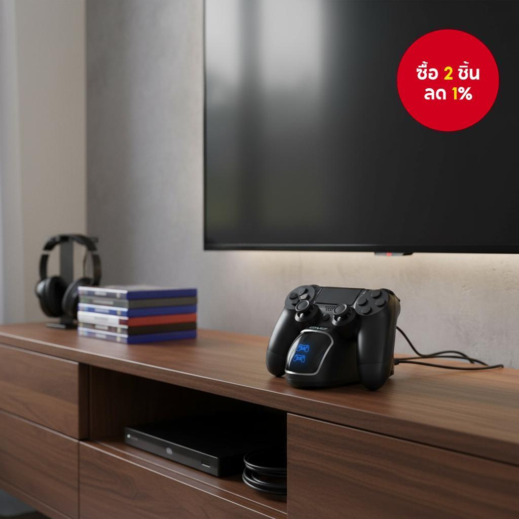 แท่นชาร์จคอนโทรลเลอร์พร้อมชิปอัปเกรดและขาตั้งสําหรับ PS4 Pro, PS4 Slim และอุปกรณ์เสริม PS4