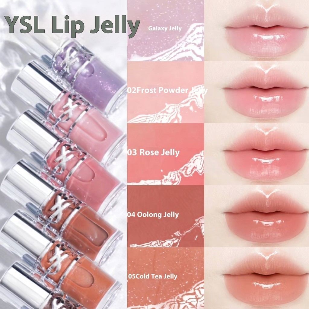 YSL Saint Laurent Bobo Lip Frozen Lip Oil ลิปกลอส Mirror Lip Glaze 03 Watery and Rich 44# 6ml