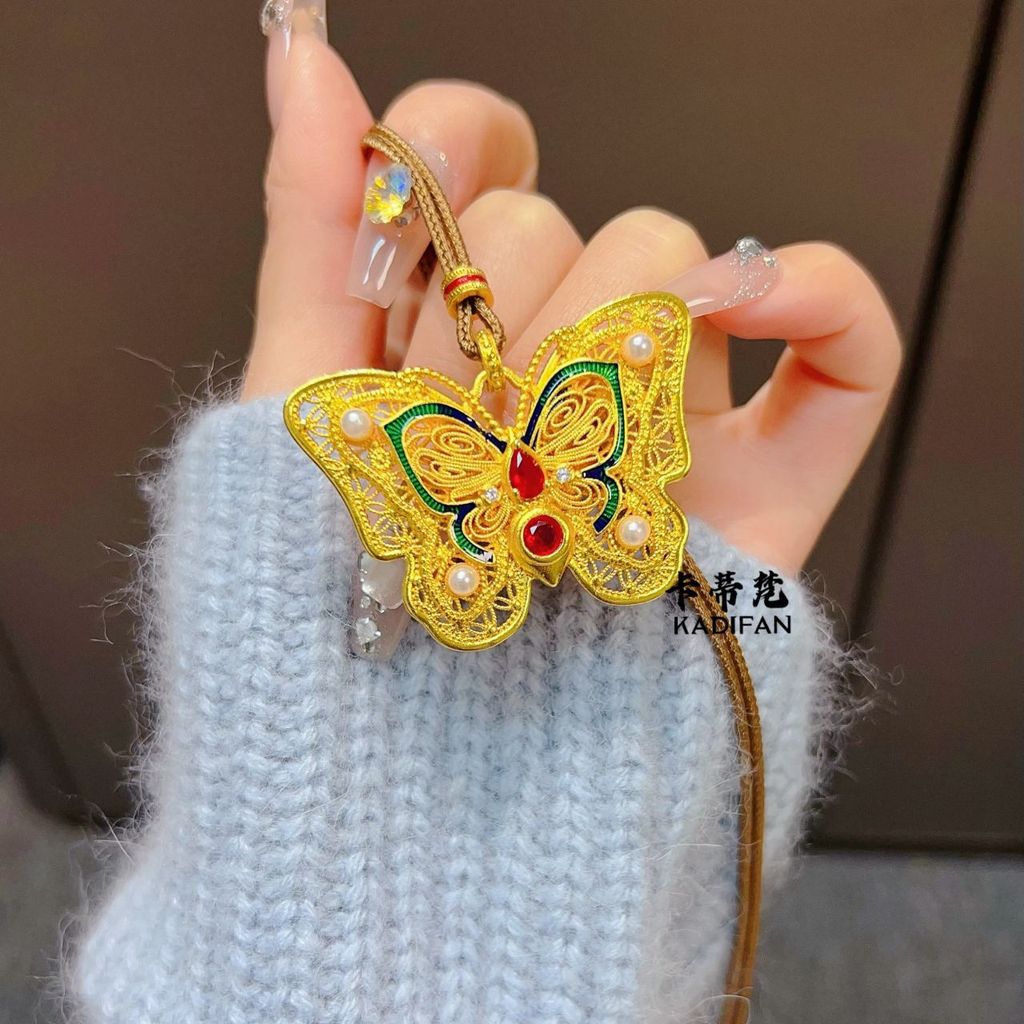 สร้อยคอมetalจี้ผีเสื้อประณีตงานฝีมือ สไตล์สีทอง