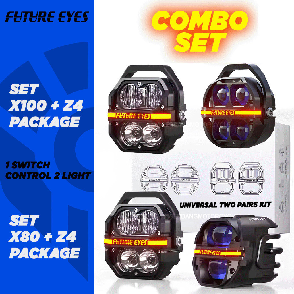 FUTURE EYES COMBO Galaxy X100 / X80 + Z4 สปอตไลท์ LED ไฟหน้าอุปกรณ์เสริมรถจักรยานยนต์