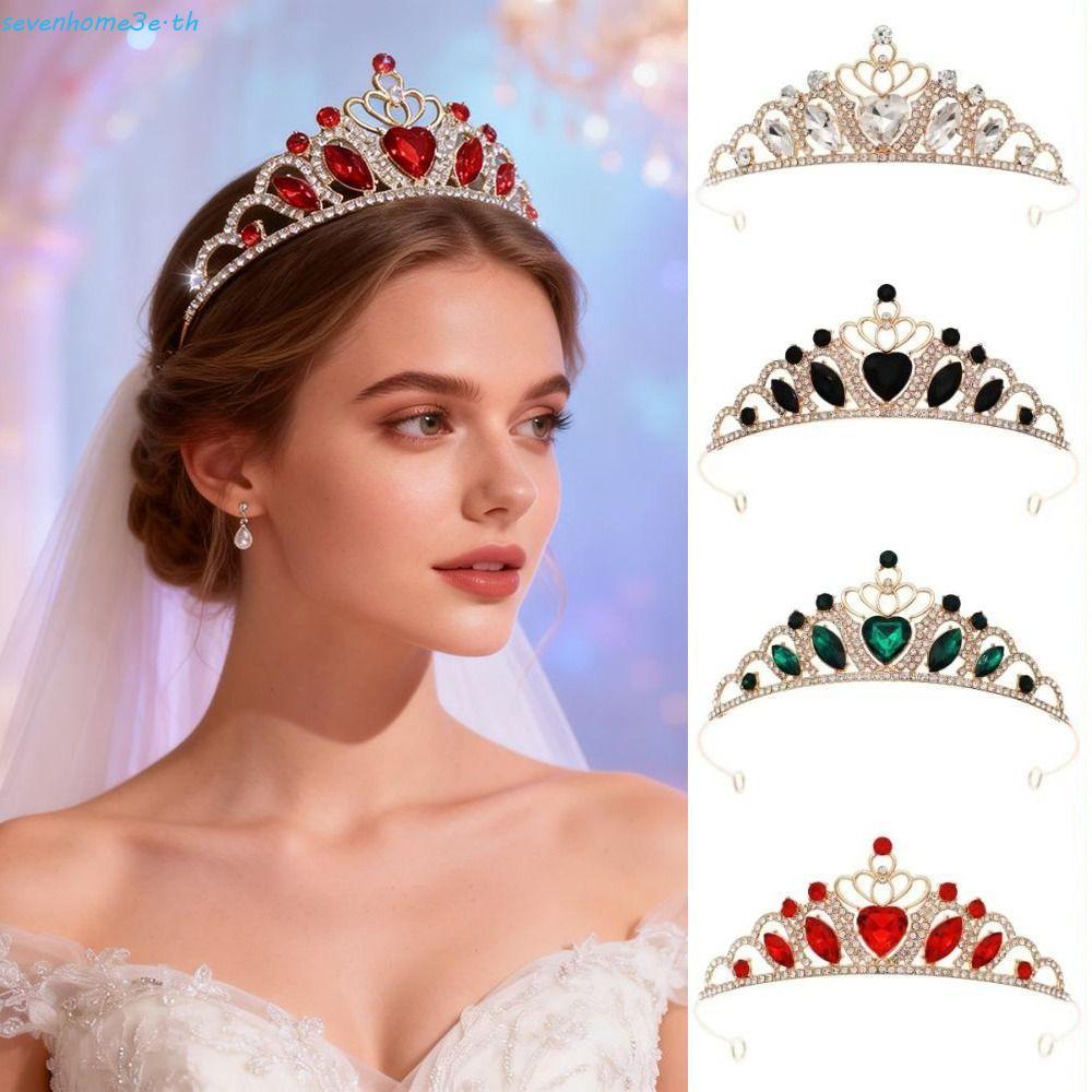 SEVENHOME3E Princess Tiara,รูปหัวใจRhinestoneโลหะผสมคริสตัลHeadpiece Crown,สบายFit Bling Blingเครื่อ