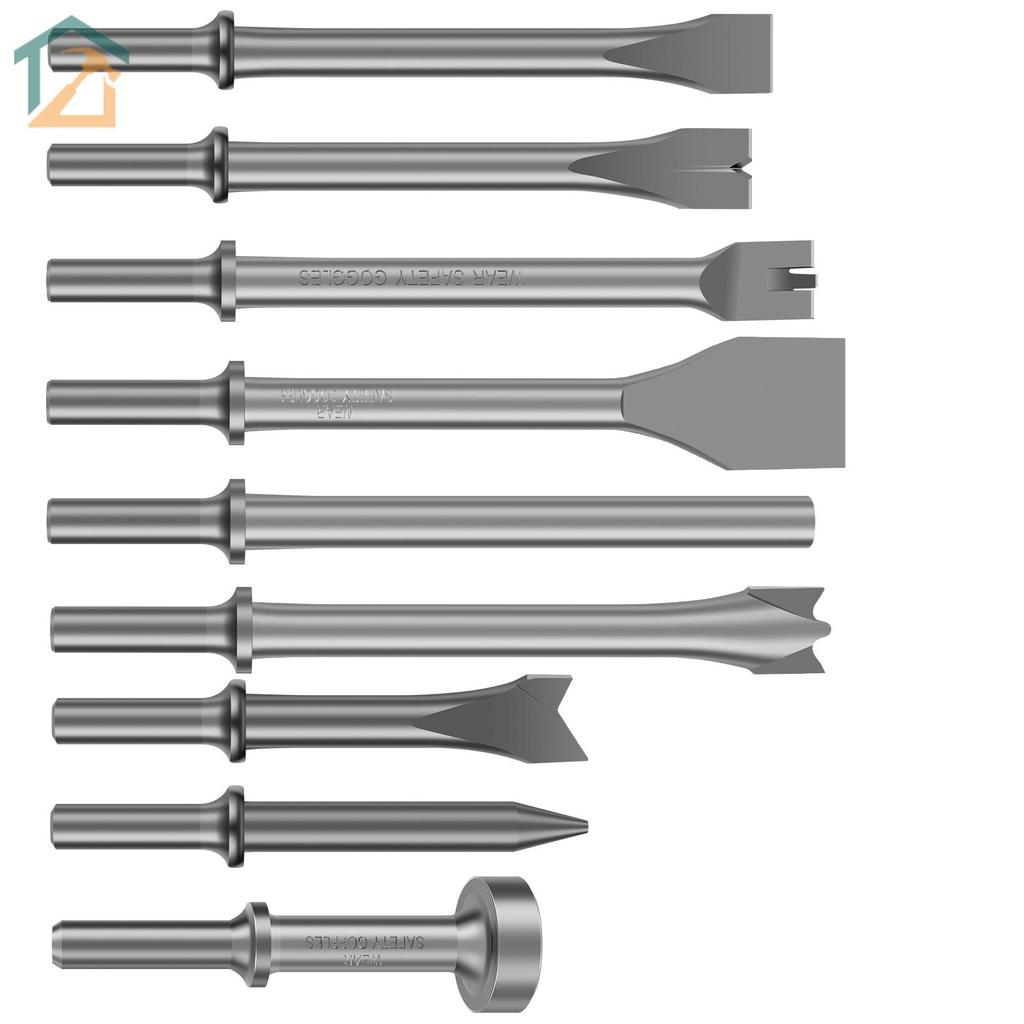 9 ชิ้น Pneumatic Chisel ชุดโลหะ Air Hammer Bits ชุด Air Chisel Bits สําหรับกระเบื้องก่ออิฐคอนกรีตหิน