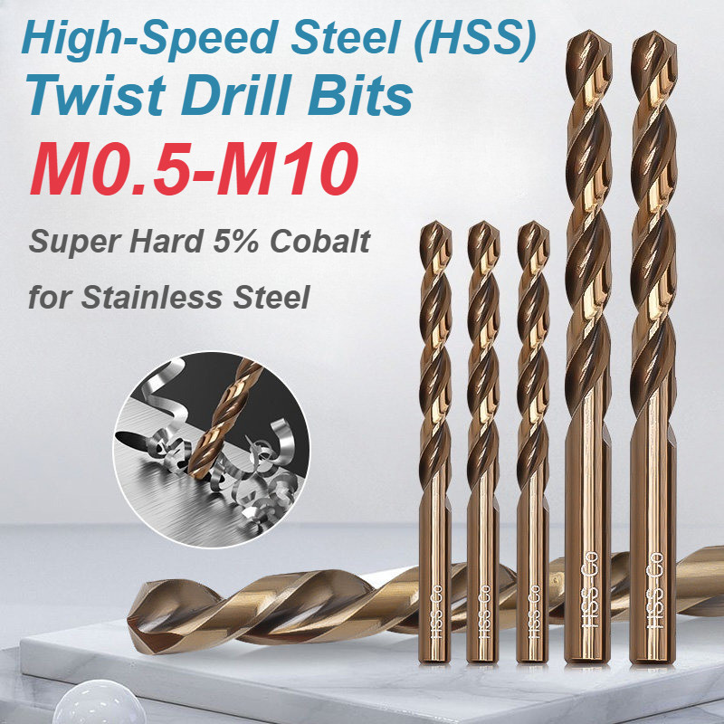 [XM] ดอกสว่านบิดเหล็กความเร็วสูง, M0.5-M10, ดอกสว่านโคบอลต์แบบแข็งพิเศษสําหรับสแตนเลส – ชุดงานโลหะระดับมืออาชีพ