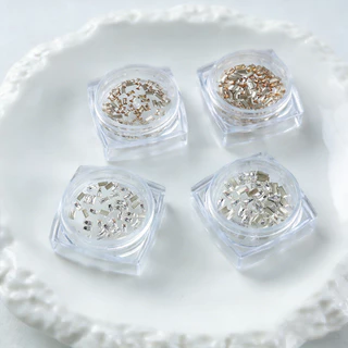 50 ชิ้นชนิดบรรจุกล่อง Chamfered ยาวZirconเล็บเพชรStrobe MiniแชมเปญZirconฟรีDiyเล็บเพชร
