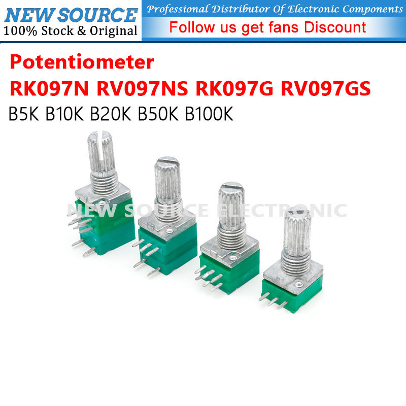 [1 ชิ้น] RK097N RV097NS RK097G RV097GS Potentiometer B5K B10K B20K B50K B100K AG02 ฝาครอบสวิทช์เสียง