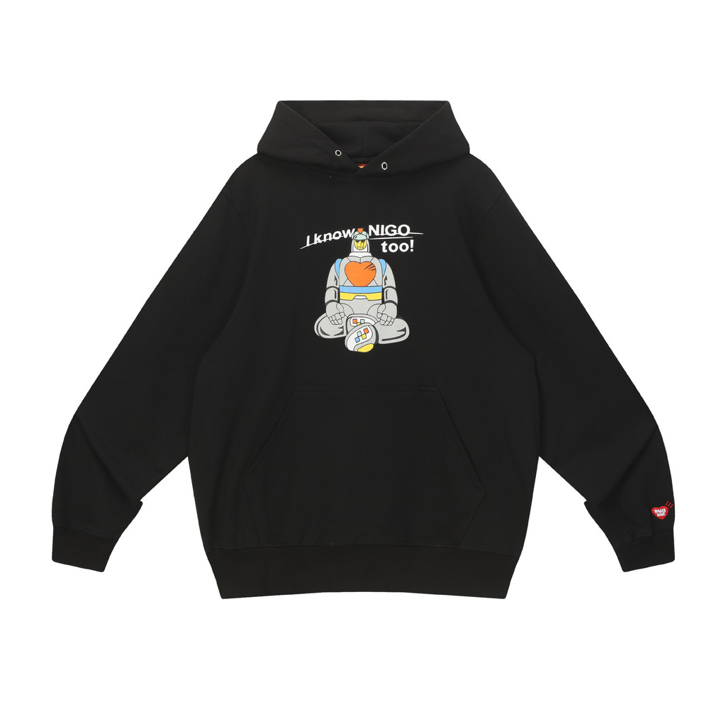 HUMAN MADE หุ่นยนต์พิมพ์ เสื้อกันหนาวมีฮู้ด สไตล์กีฬาสำหรับผู้ชาย