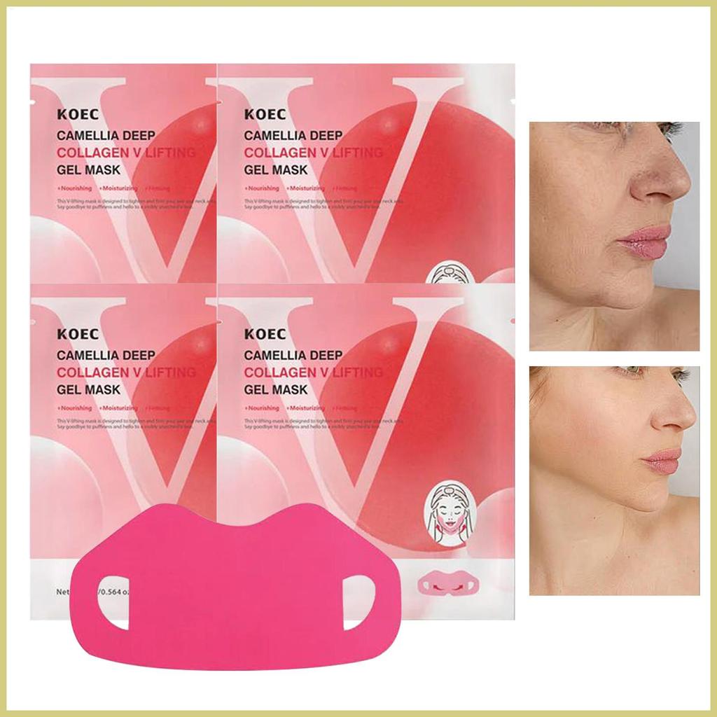 Chin Lift Facial Cover 4 ชิ้น Moisturizing Skin Care คอกระชับ Jawline Face Cover สําหรับความงาม Hydr